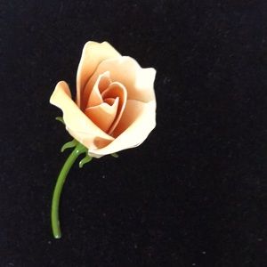 Vintage porcelain rose brooch